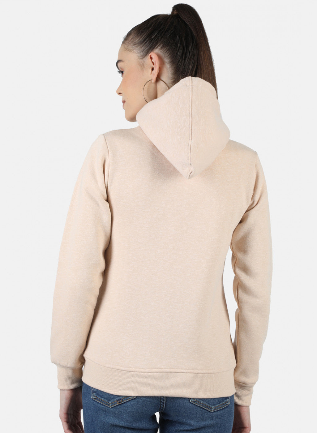 Women Beige Solid Sweatshirt
