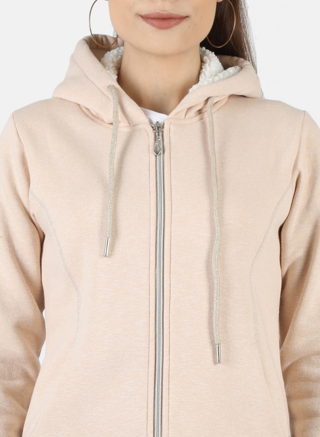 Women Beige Solid Sweatshirt