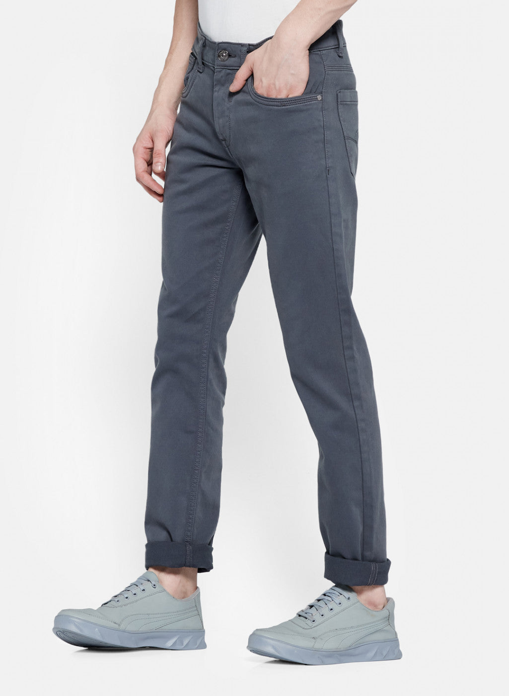 Mens Grey Skinny Fit Trouser
