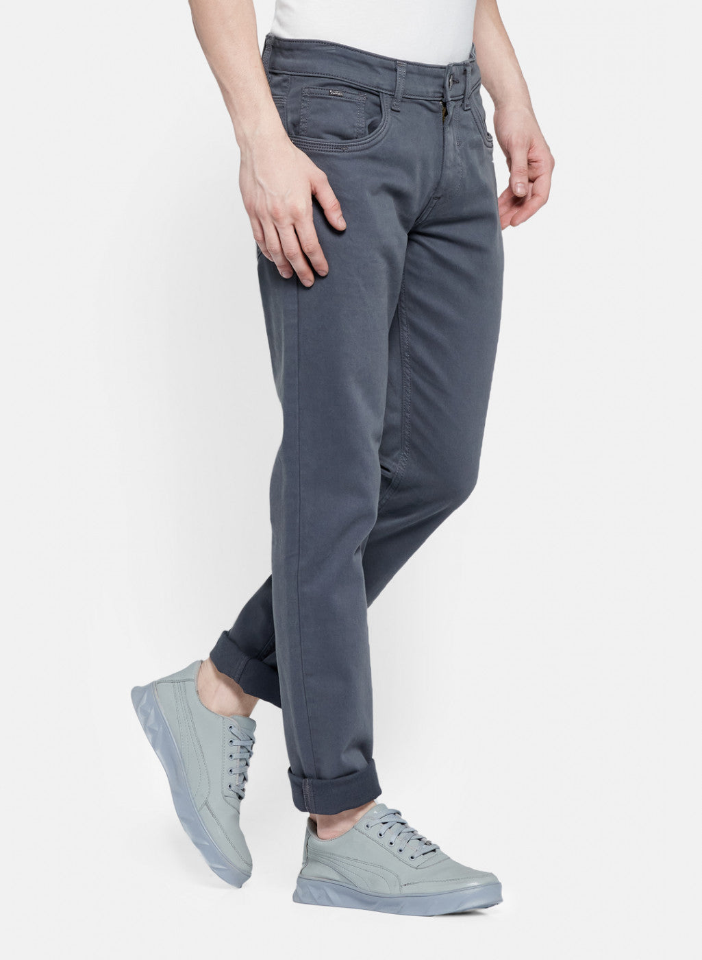 Mens Grey Skinny Fit Trouser