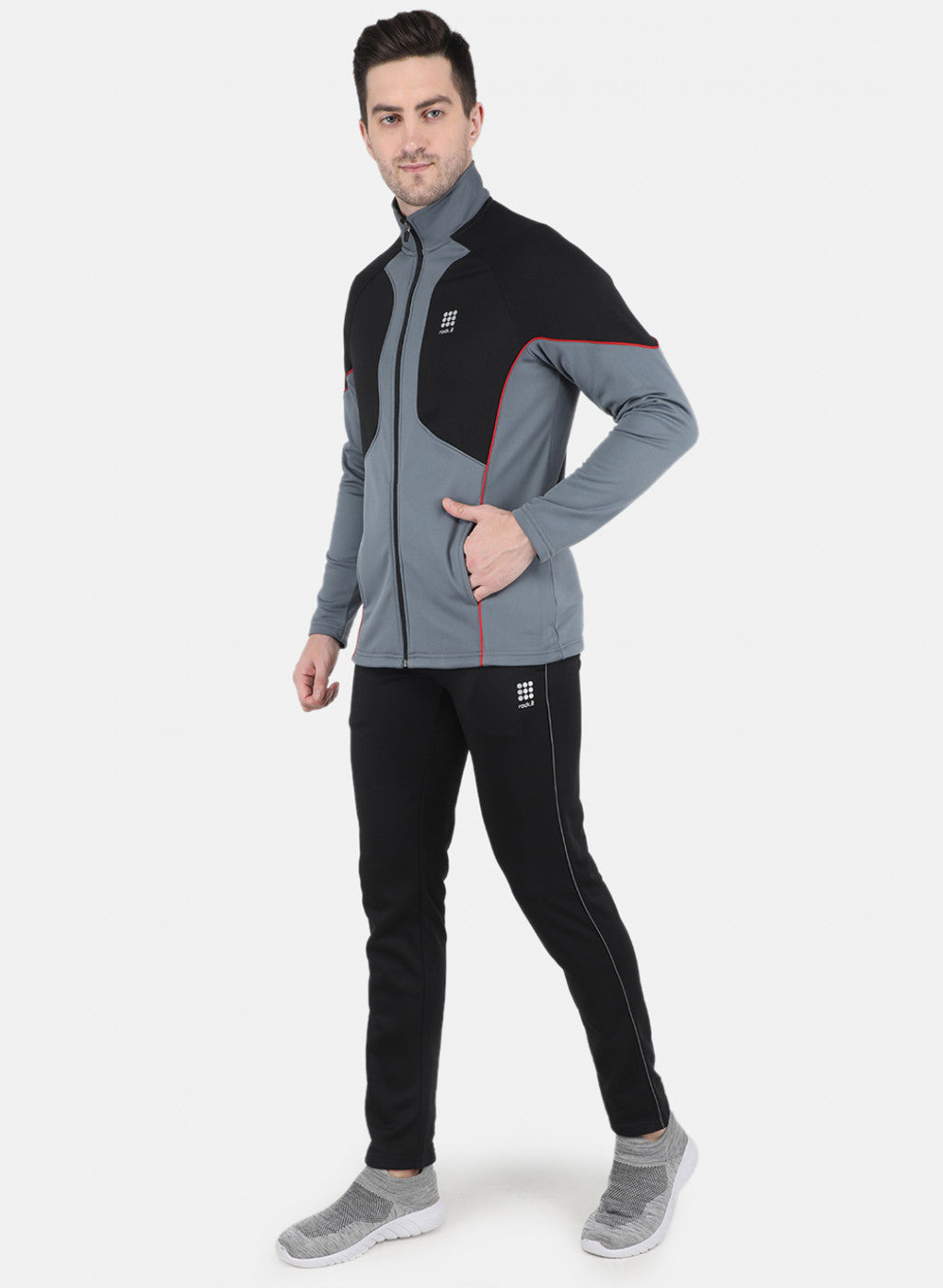 Rock.it Men Grey Solid Tracksuit