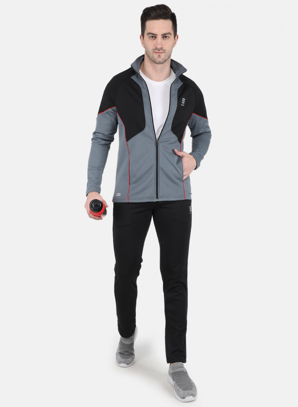 Rock.it Men Grey Solid Tracksuit