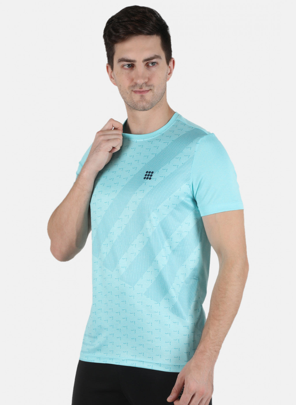 Rock.it Men Sky Blue Printed Round Neck T-Shirt
