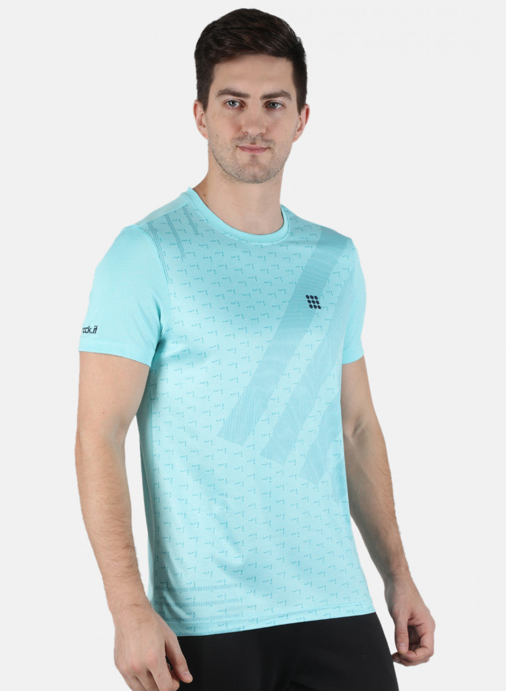 Rock.it Men Sky Blue Printed Round Neck T-Shirt