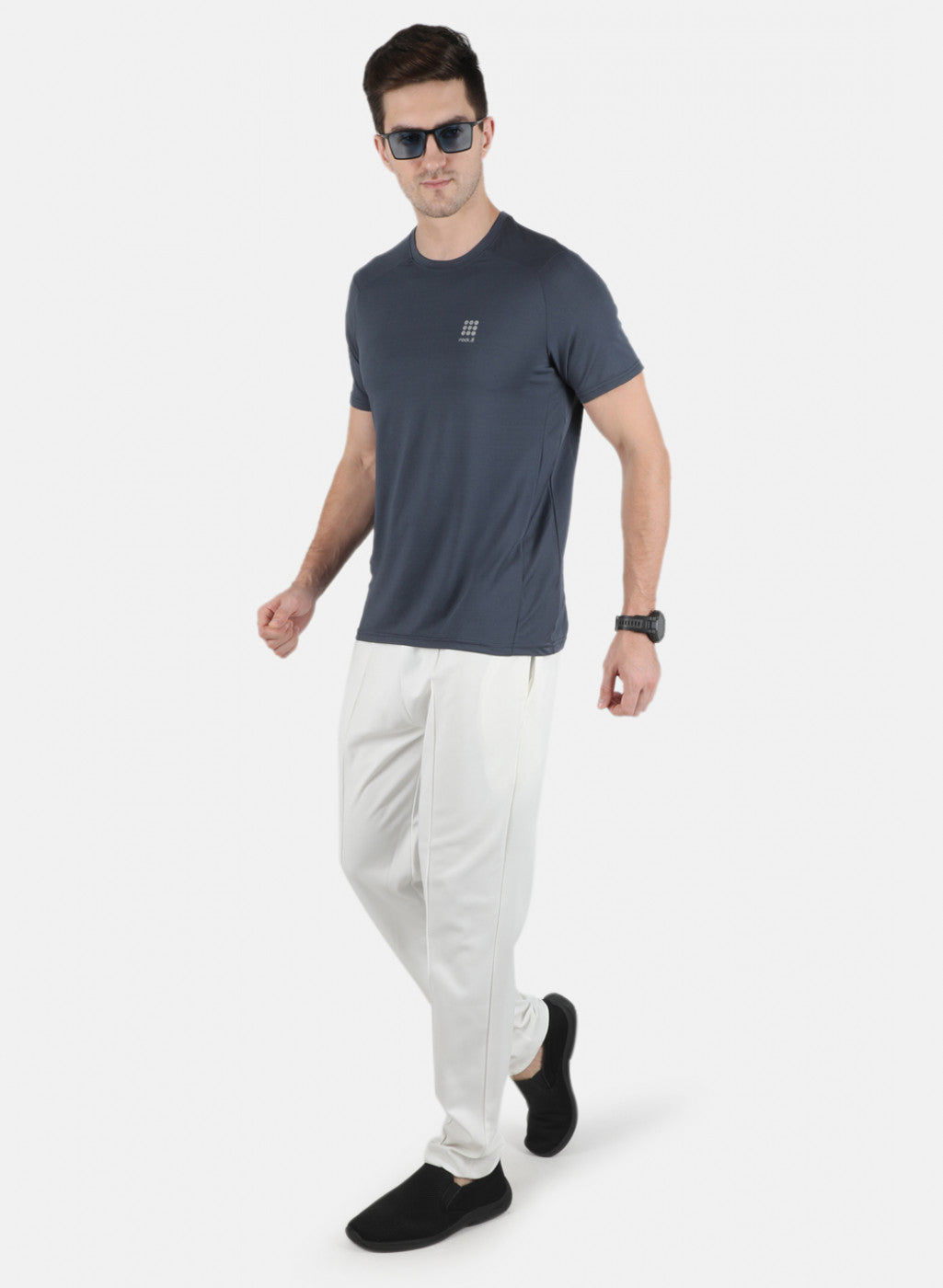 Rock.it Men Grey Self Design Round Neck T-Shirt