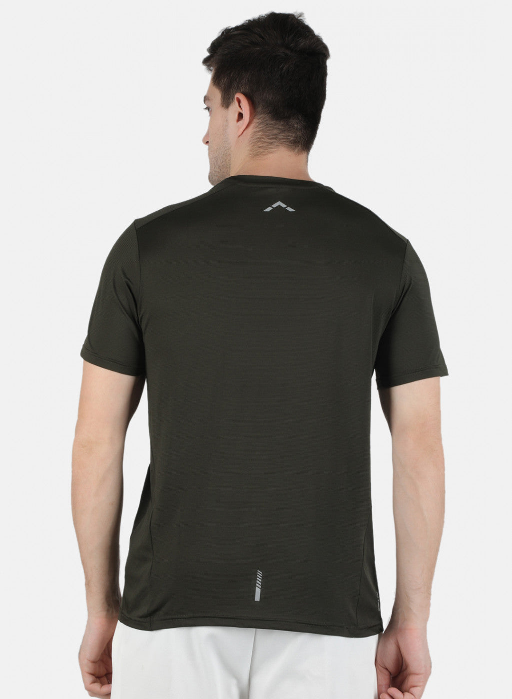 Rock.it Men Olive Self Design Round Neck T-Shirt