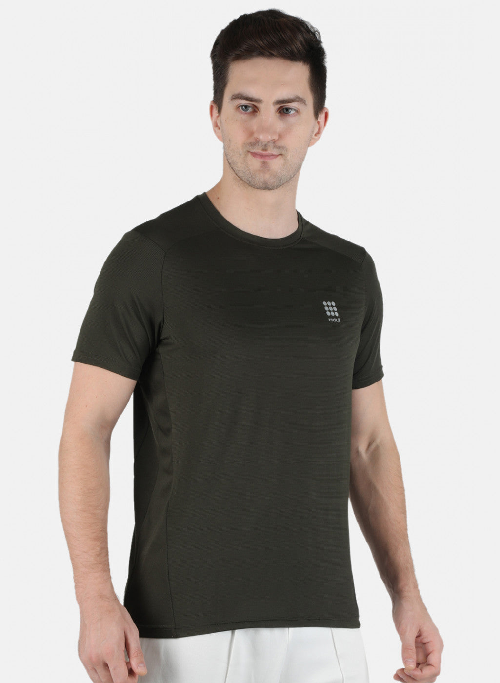 Rock.it Men Olive Self Design Round Neck T-Shirt