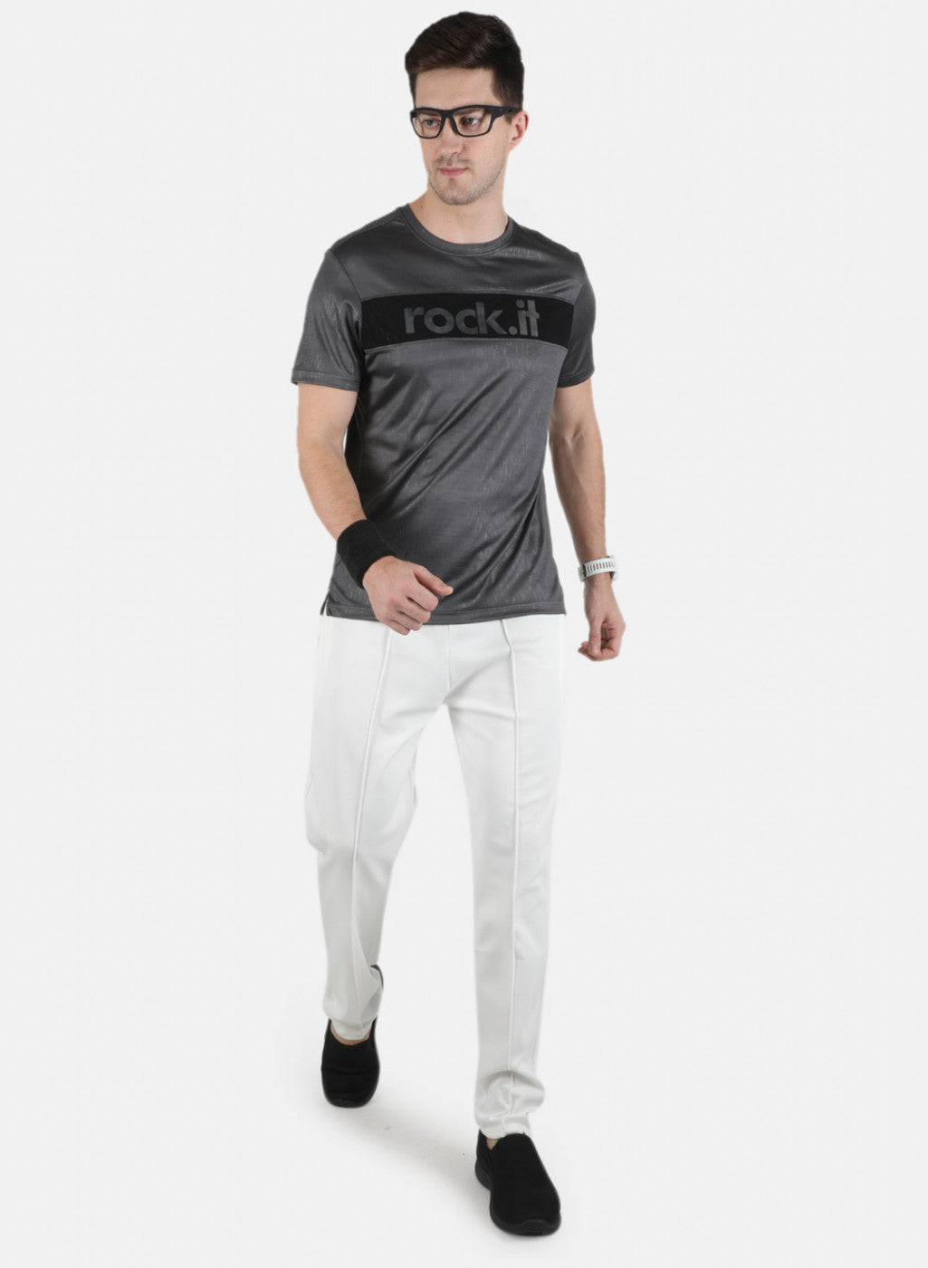 Rock.it Men Grey Printed Round Neck T-Shirt