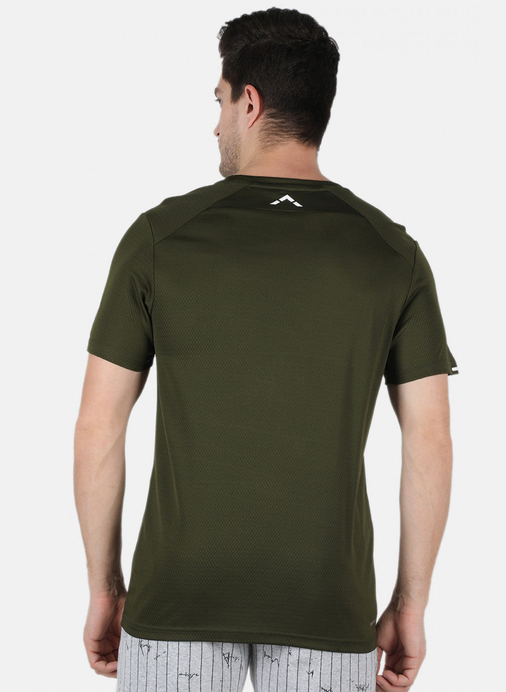 Rock.it Men Olive Self Design Round Neck T-Shirt