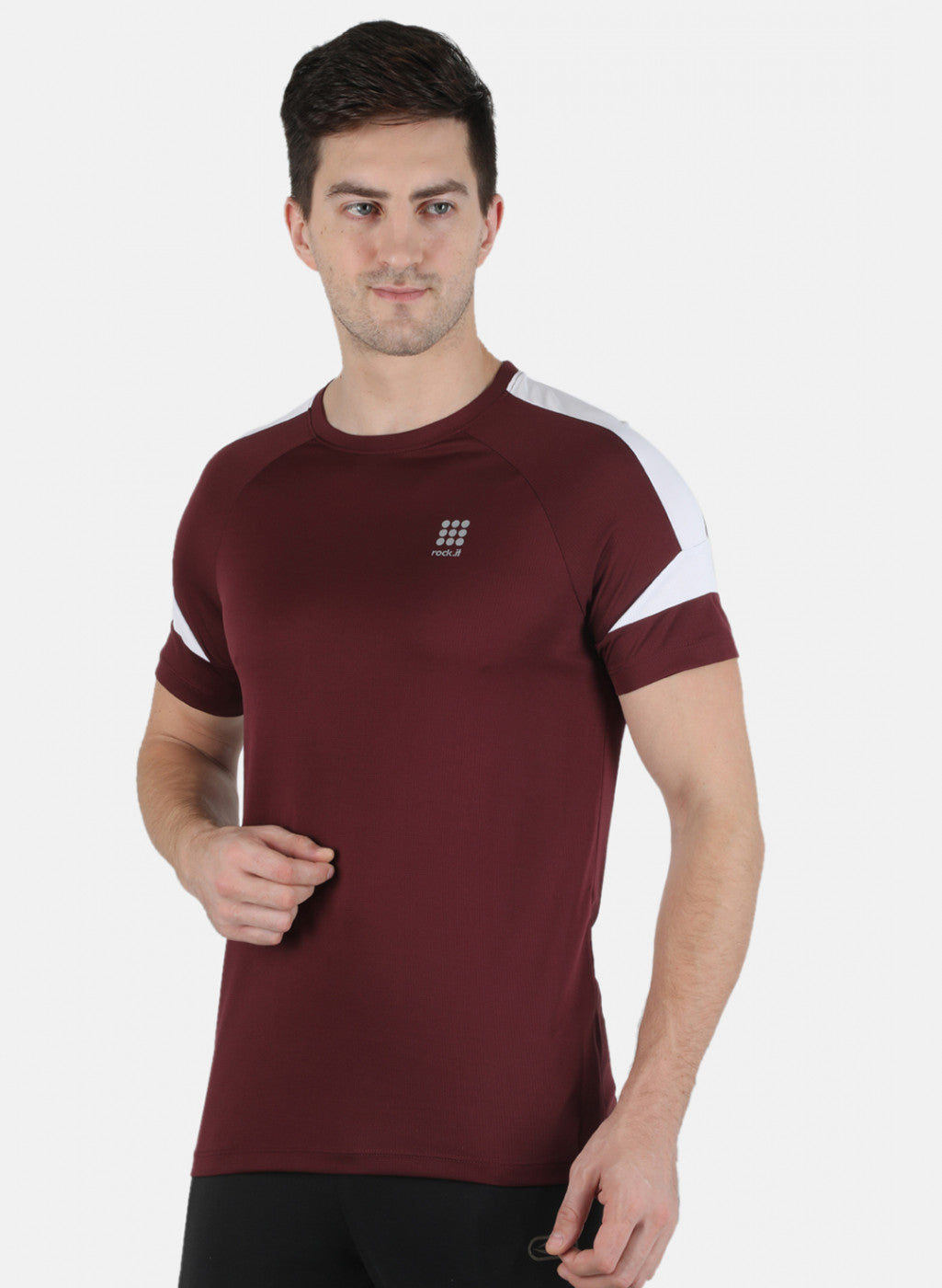 Rock.it Men Maroon Self Design Round Neck T-Shirt