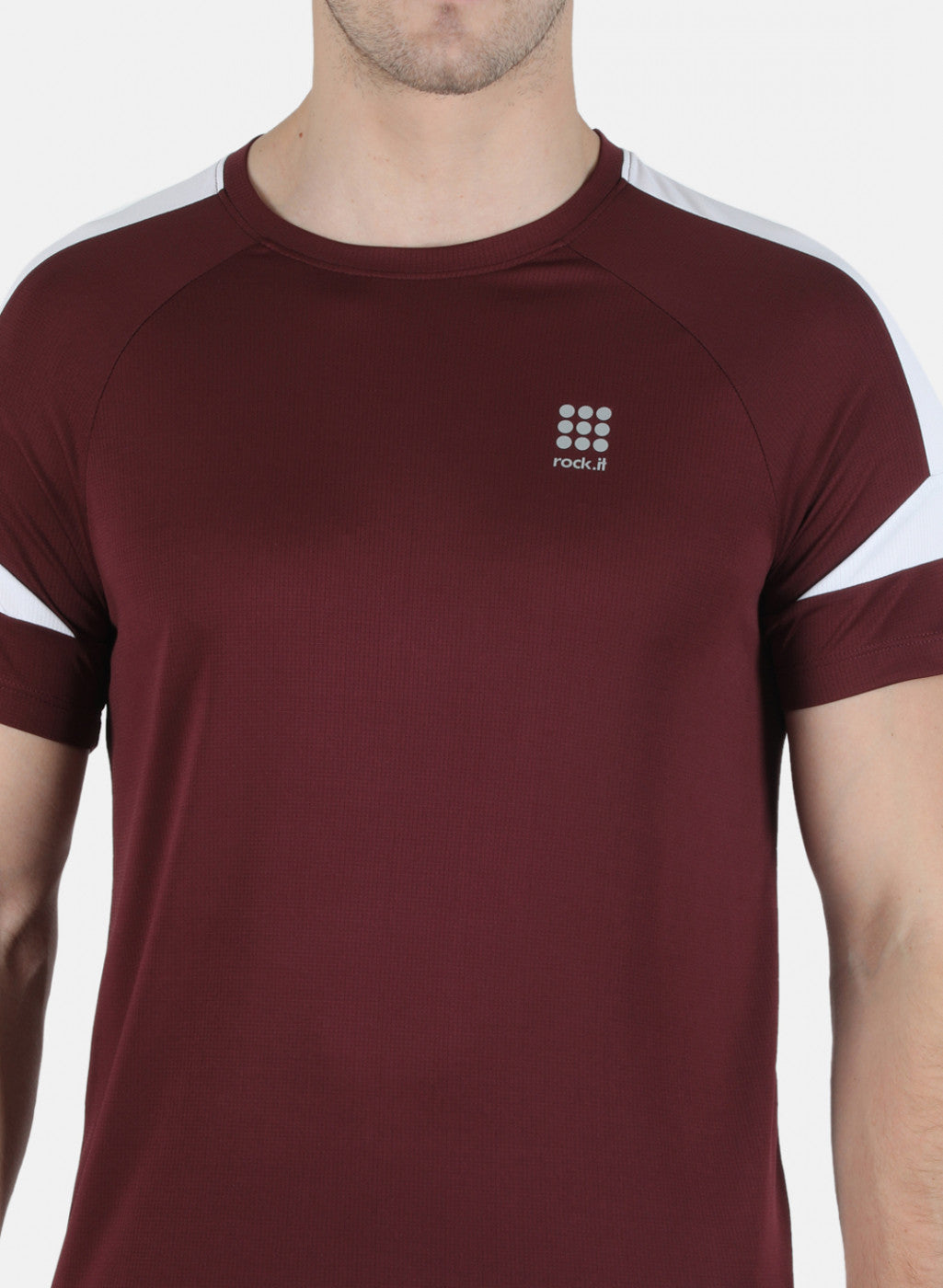 Rock.it Men Maroon Self Design Round Neck T-Shirt