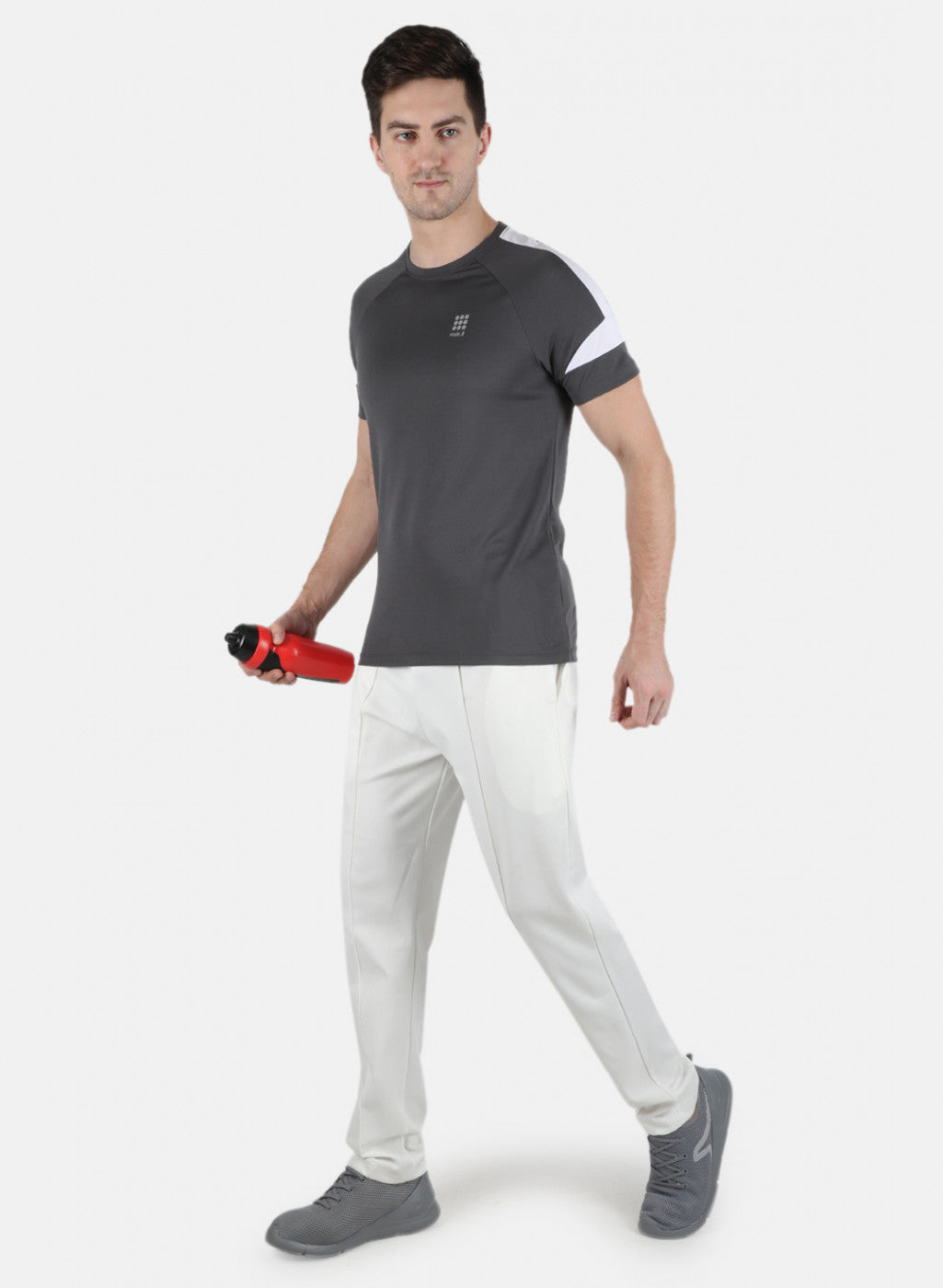 Rock.it Men Grey Self Design Round Neck T-Shirt