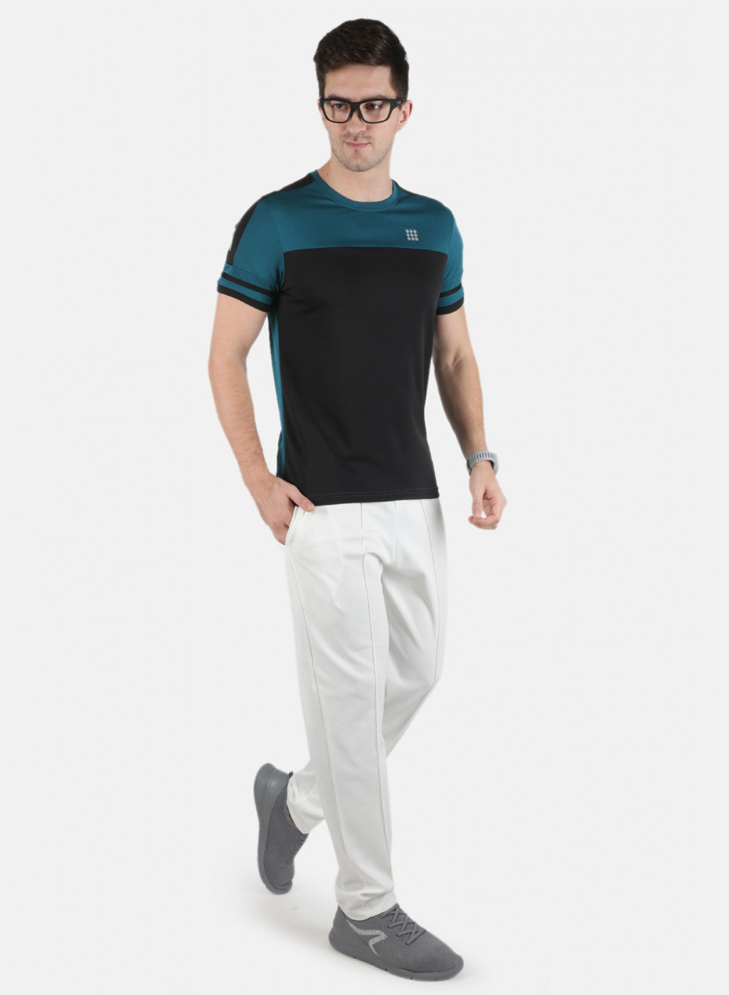 Rock.it Men Blue Self Design Round Neck T-Shirt