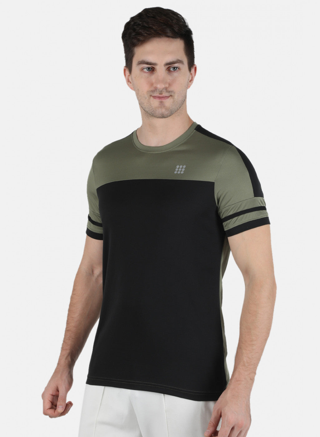 Rock.it Men Olive Self Design Round Neck T-Shirt