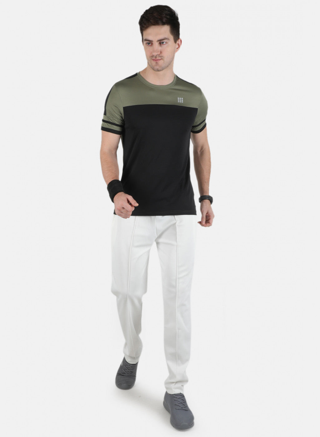 Rock.it Men Olive Self Design Round Neck T-Shirt