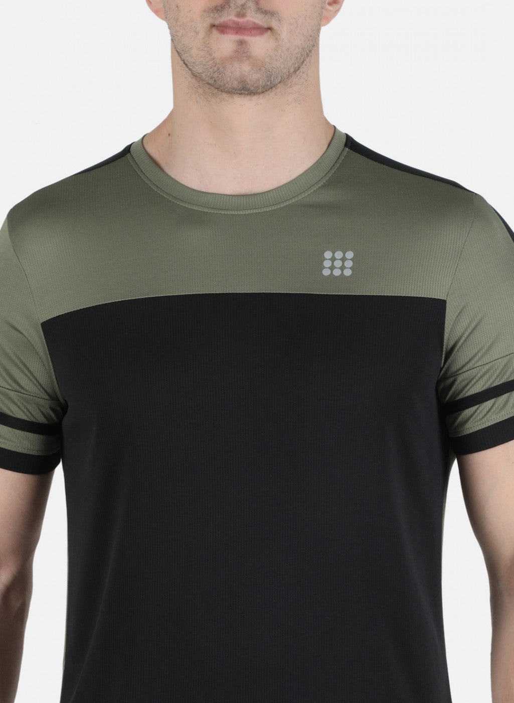 Rock.it Men Olive Self Design Round Neck T-Shirt