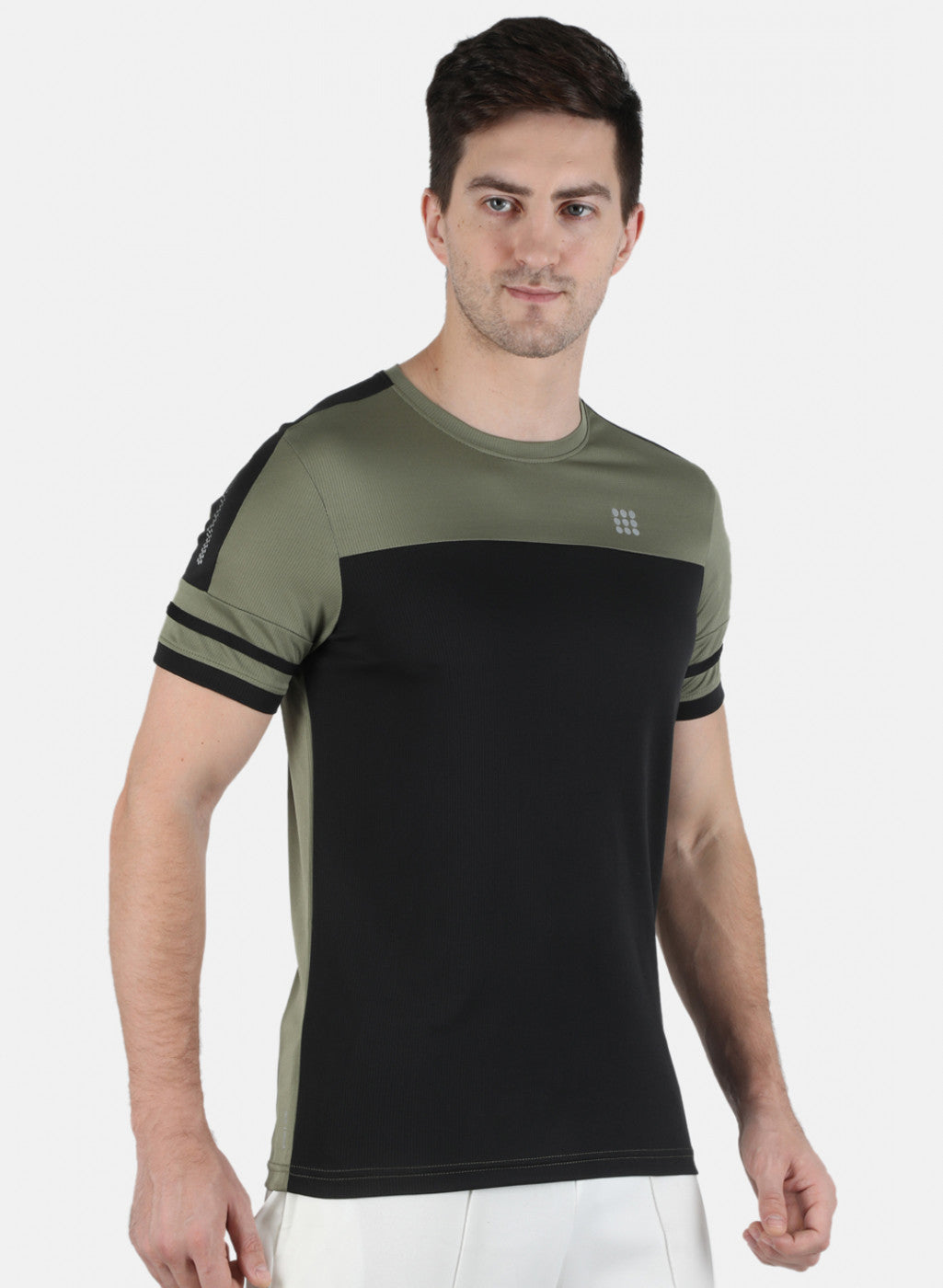 Rock.it Men Olive Self Design Round Neck T-Shirt