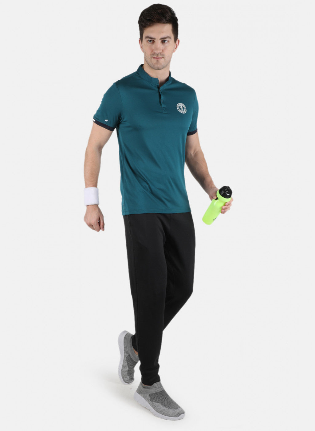 Rock.it Men Blue Self Design Collar T-Shirt