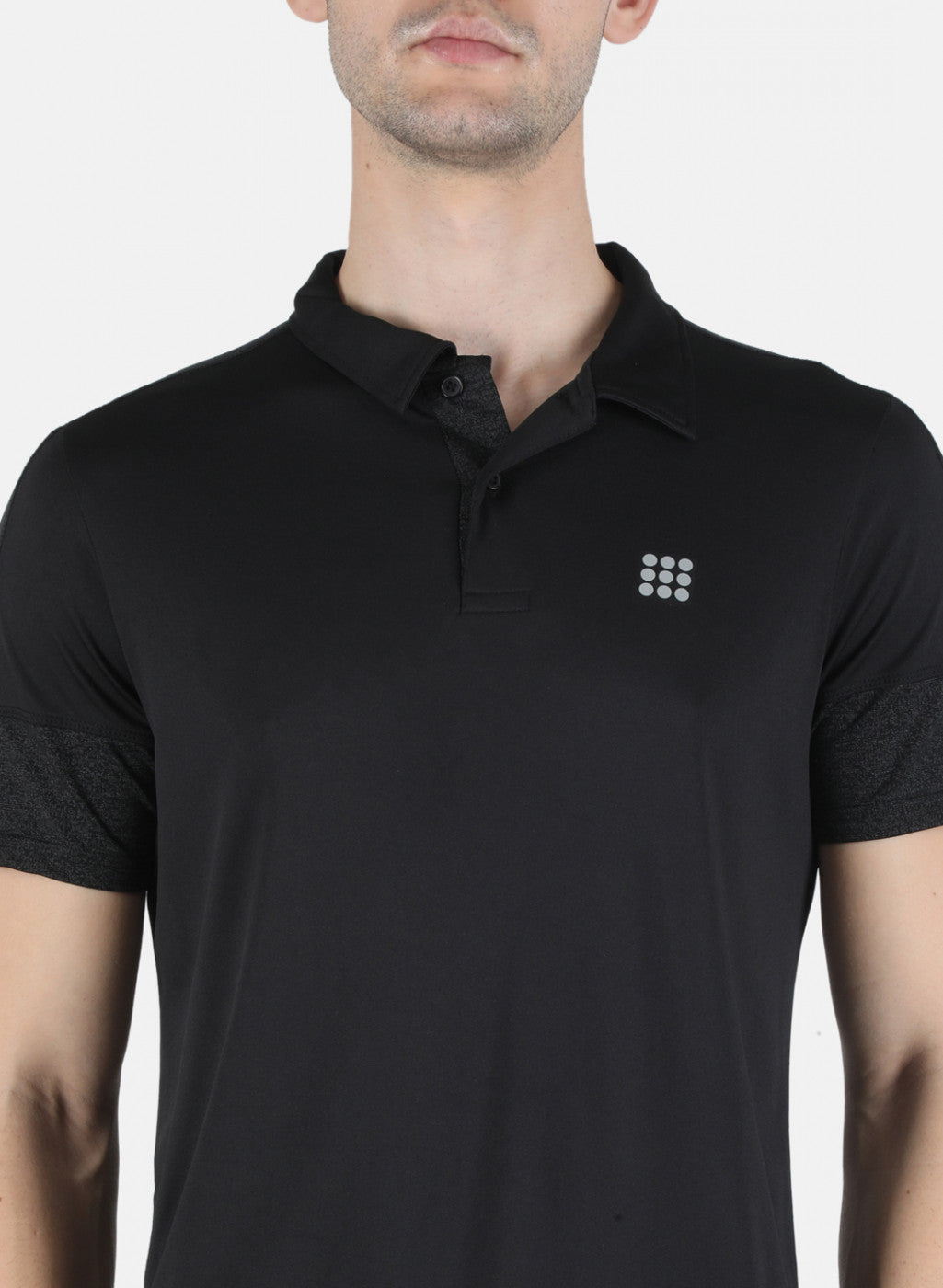 Rock.it Men Black Self Design Collar T-Shirt