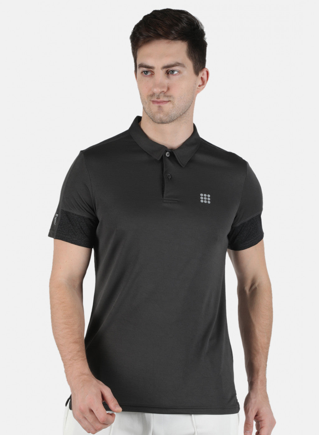 Rock.it Men Grey Self Design Collar T-Shirt