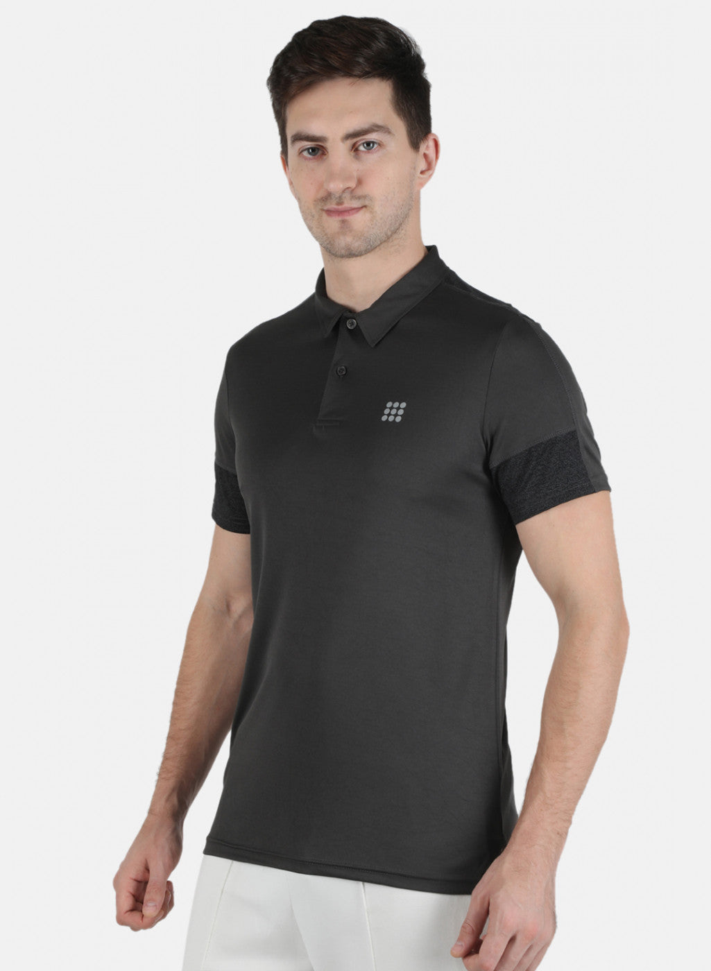 Rock.it Men Grey Self Design Collar T-Shirt