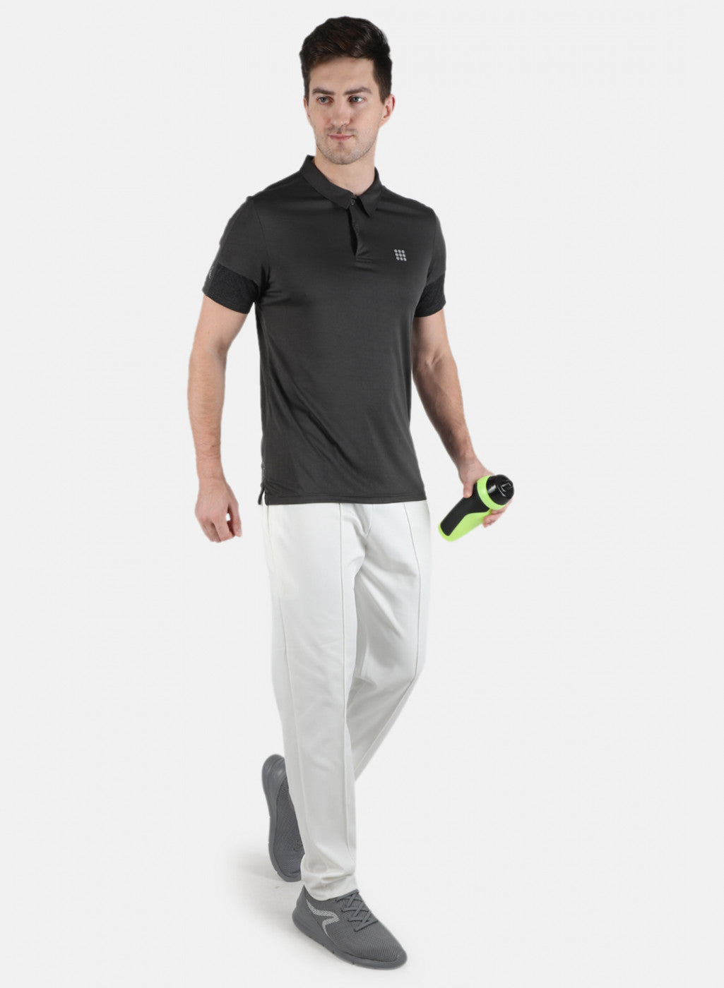 Rock.it Men Grey Self Design Collar T-Shirt