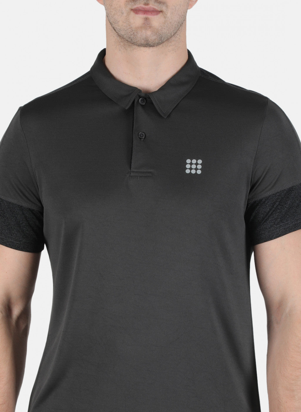 Rock.it Men Grey Self Design Collar T-Shirt