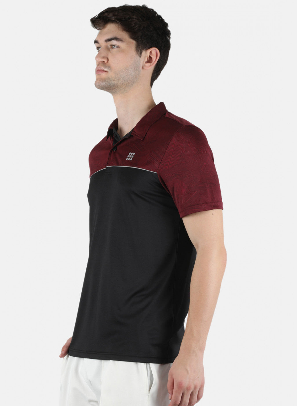 Rock.it Men Maroon Self Design Collar T-Shirt