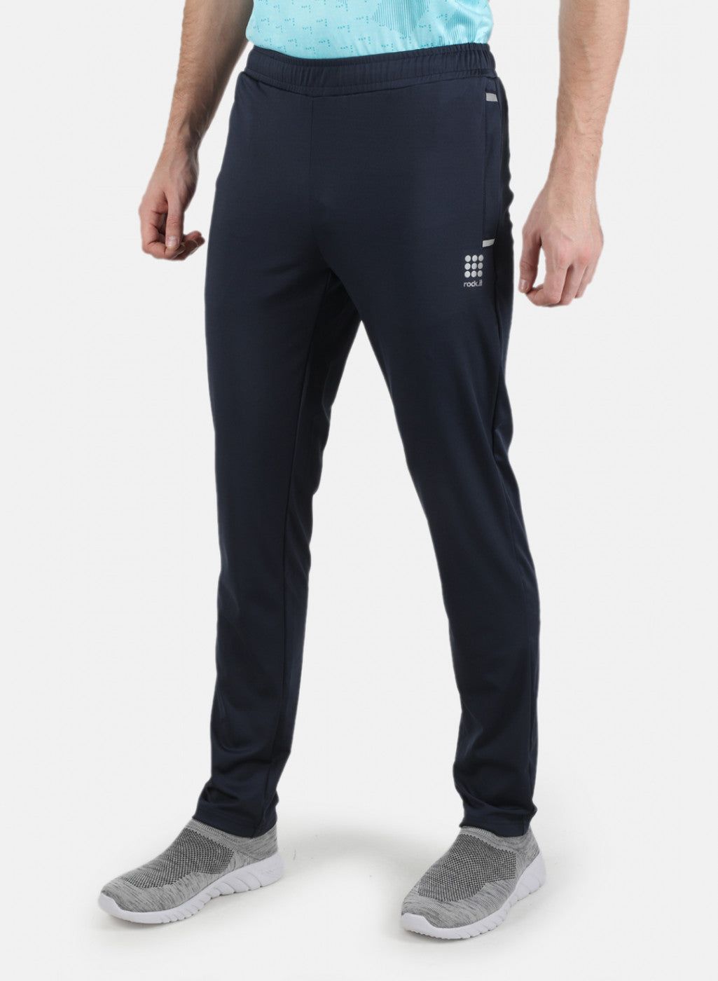 Rock.it Men Navy Blue Plain Track Pant