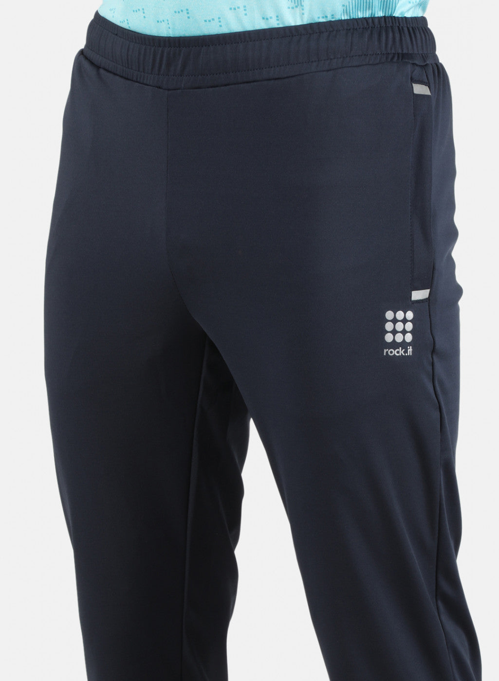 Rock.it Men Navy Blue Plain Track Pant