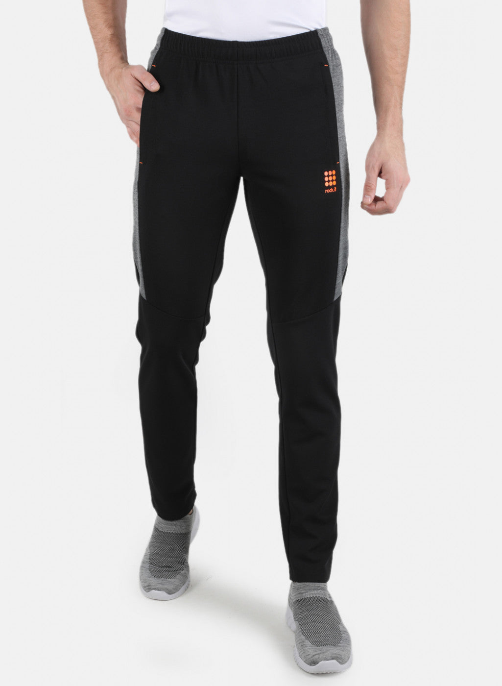 Rock.it Men Black Self Design Track Pant