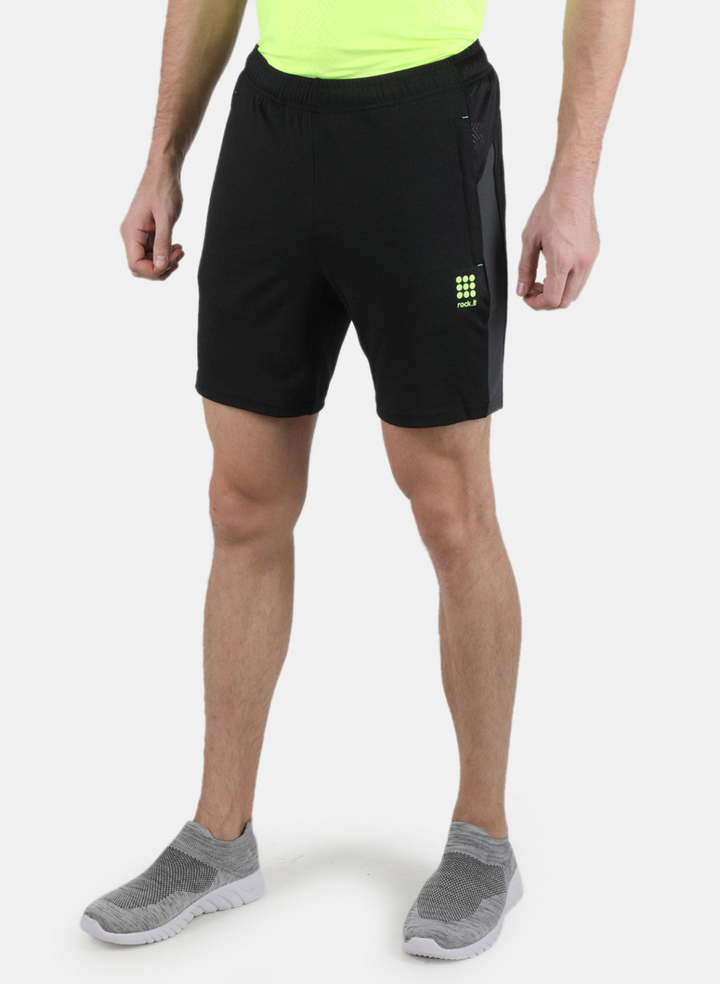 Rock.it Men Black Self Design Shorts