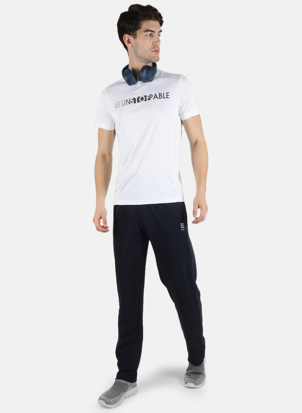 Rock.it Men Navy Blue Self Design Track Pant