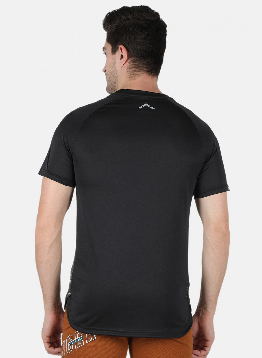 Men Olive Self Design Round Neck T-Shirt