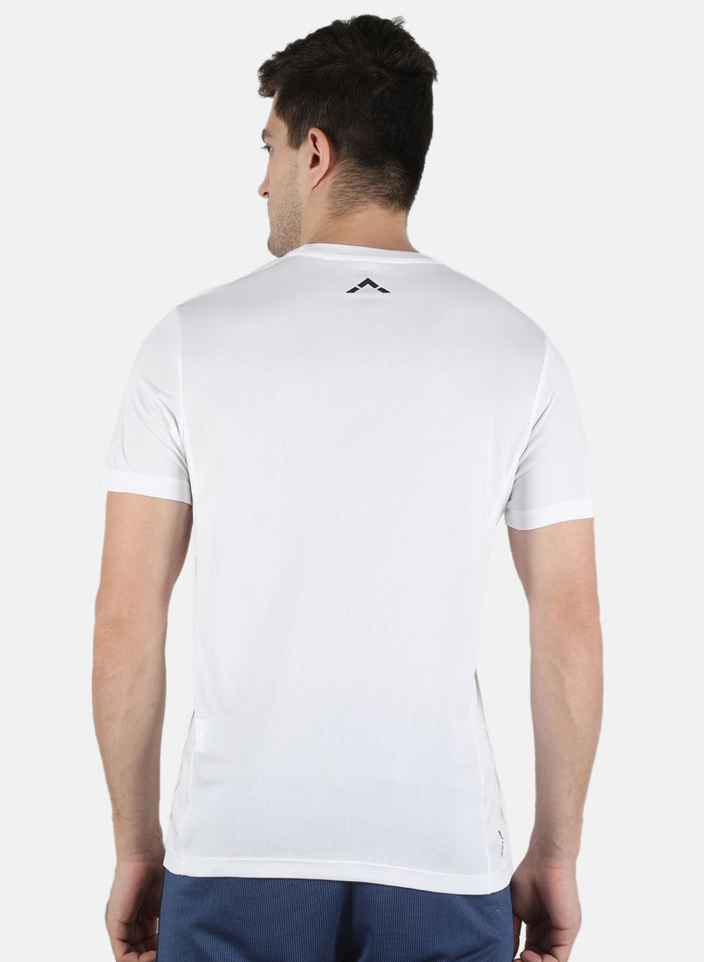 Men White Self Design Round Neck T-Shirt