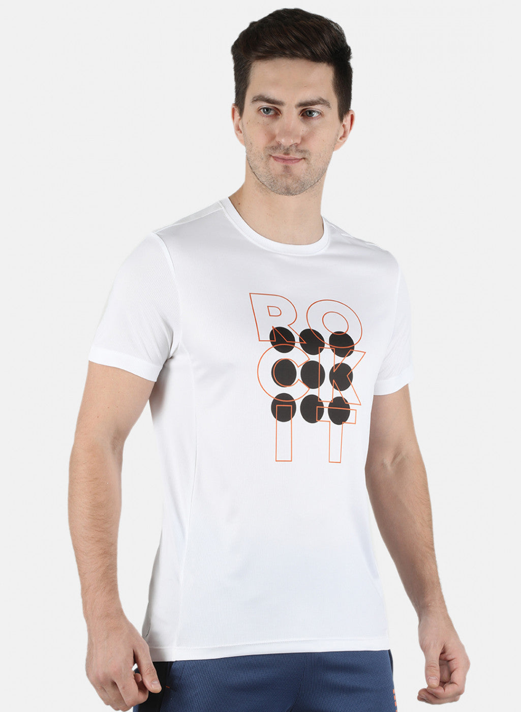 Rock.it Men White Self Design Round Neck T-Shirt