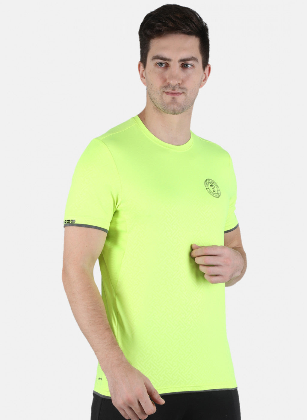 Rock.it Men Neon Green Self Design Round Neck T-Shirt