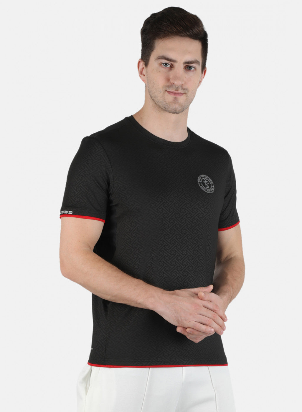 Rock.it Men Black Self Design Round Neck T-Shirt