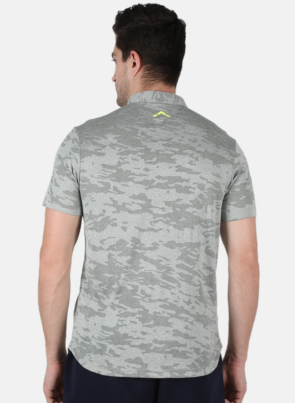 Rock.it Men Grey Self Design Collar T-Shirt