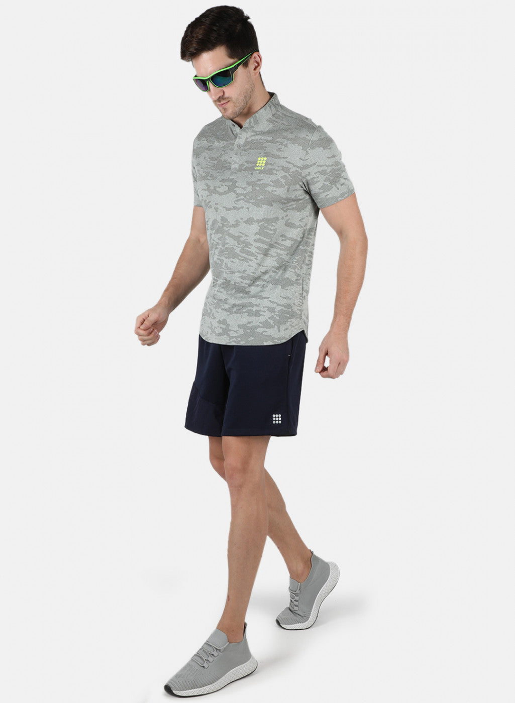 Rock.it Men Grey Self Design Collar T-Shirt