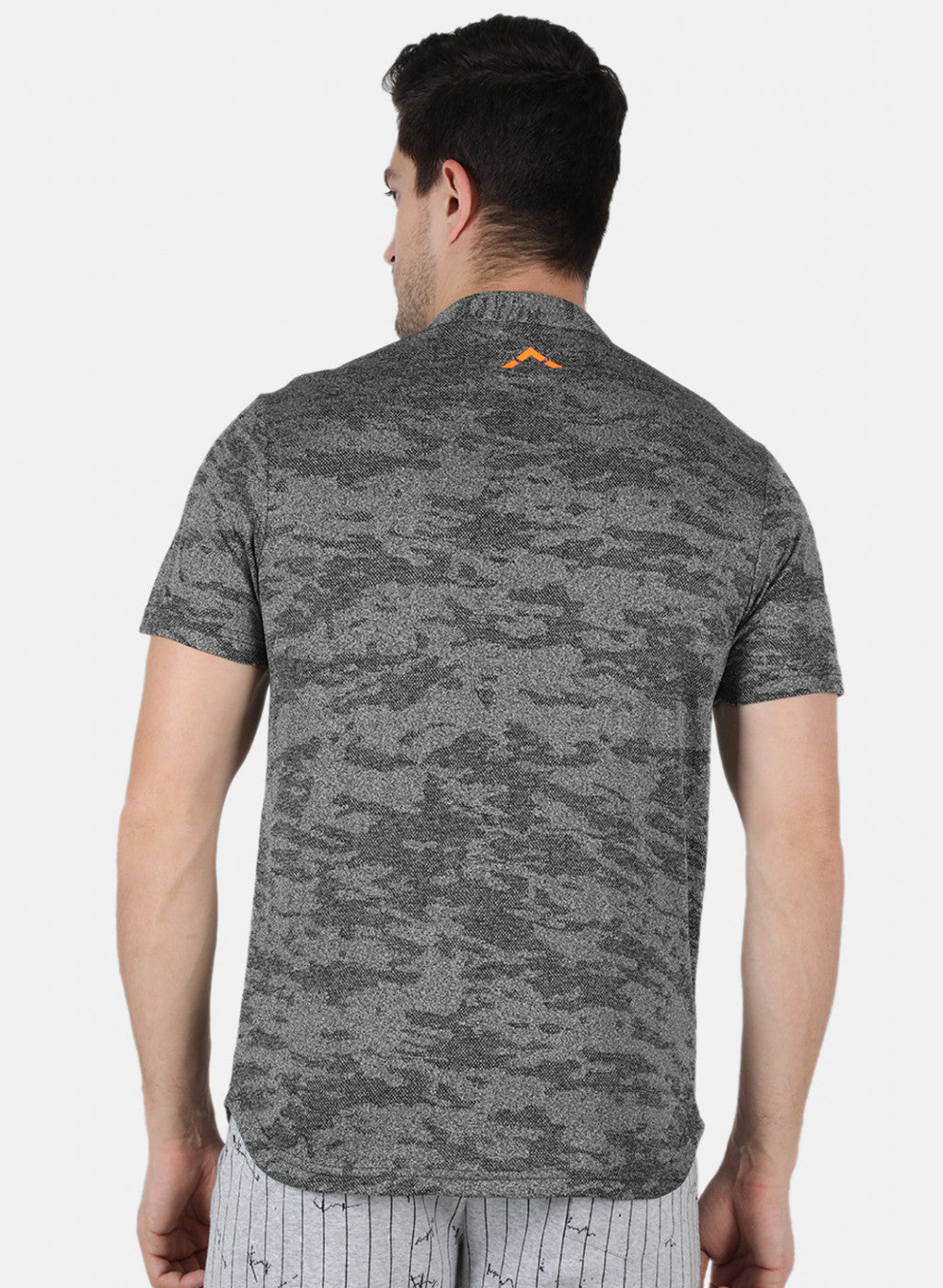 Rock.it Men Grey Self Design Collar T-Shirt