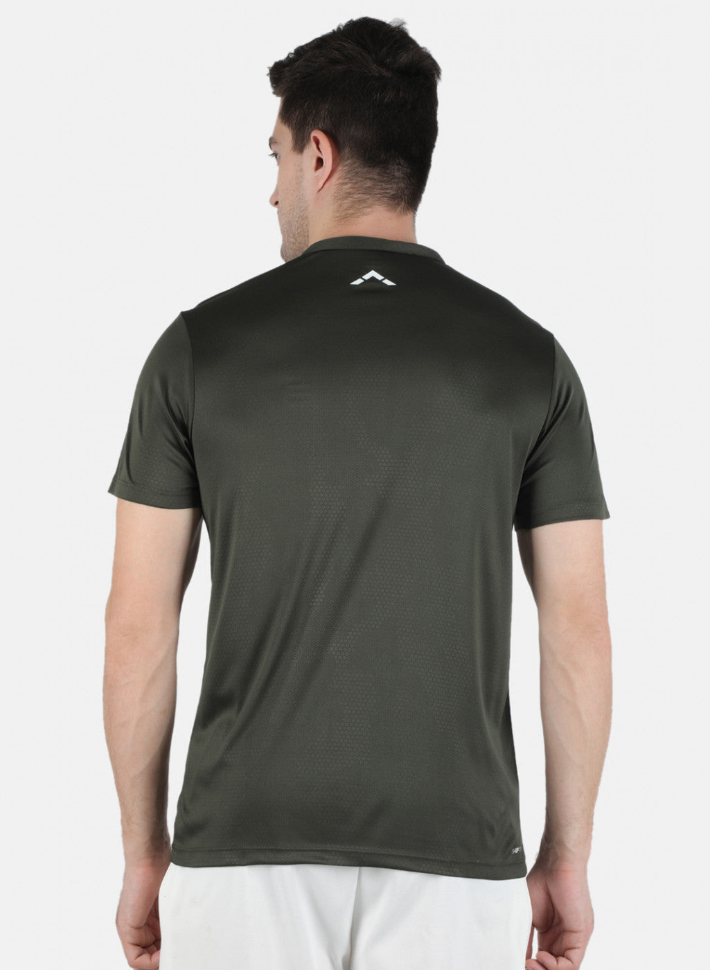 Rock.it Men Olive Self Design Collar T-Shirt