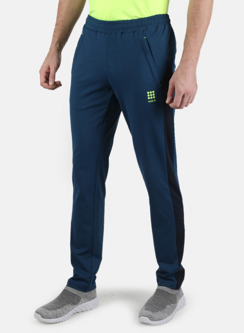 Rock.it Men Blue Self Design Track Pant
