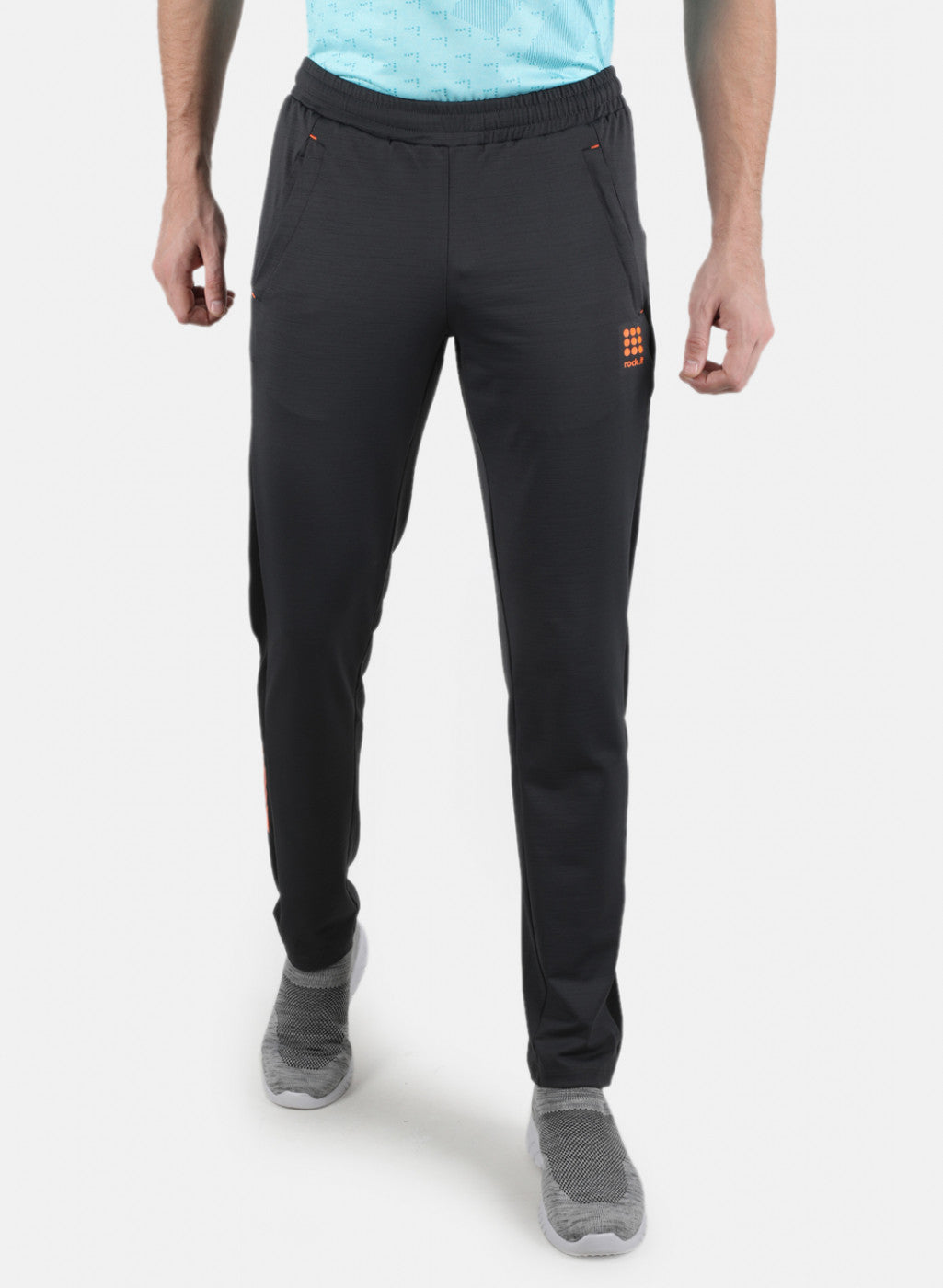 Rock.it Men Grey Self Design Track Pant