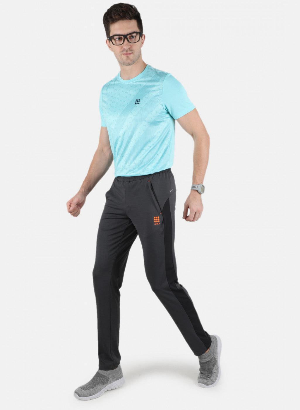 Rock.it Men Grey Self Design Track Pant