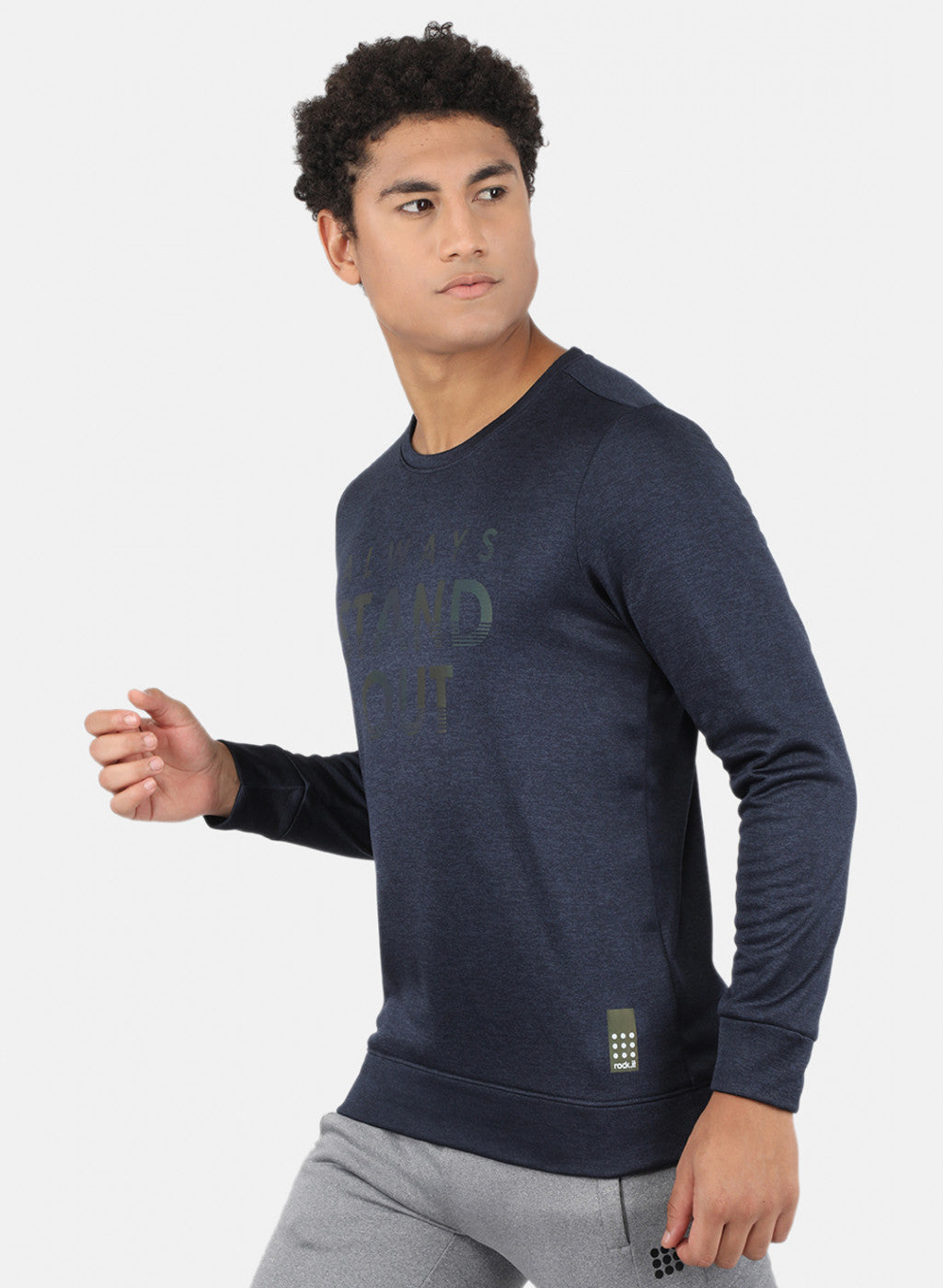 Rock.it Men Navy Blue Printed Sweatshirt