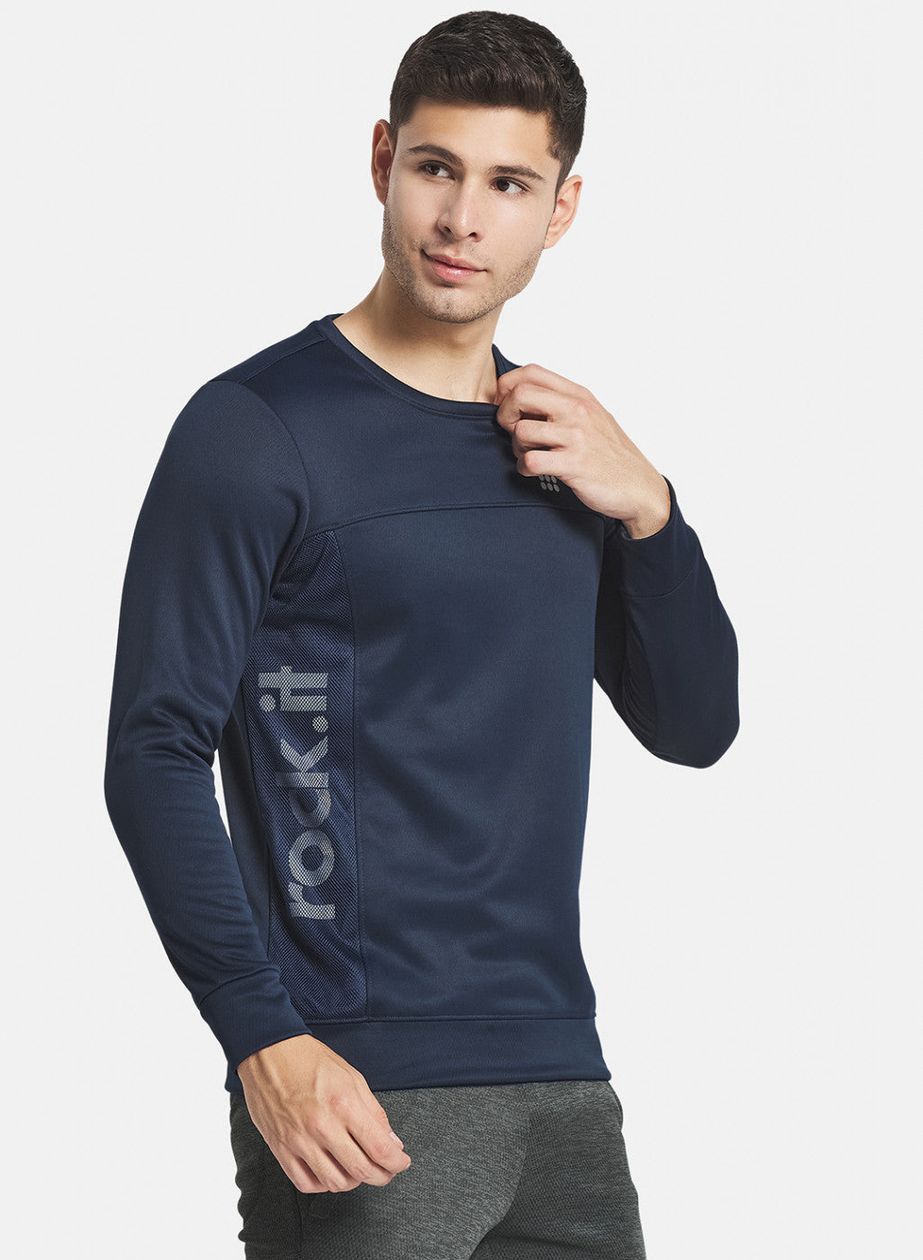 Rock.it Men Navy Blue Printed Sweatshirt