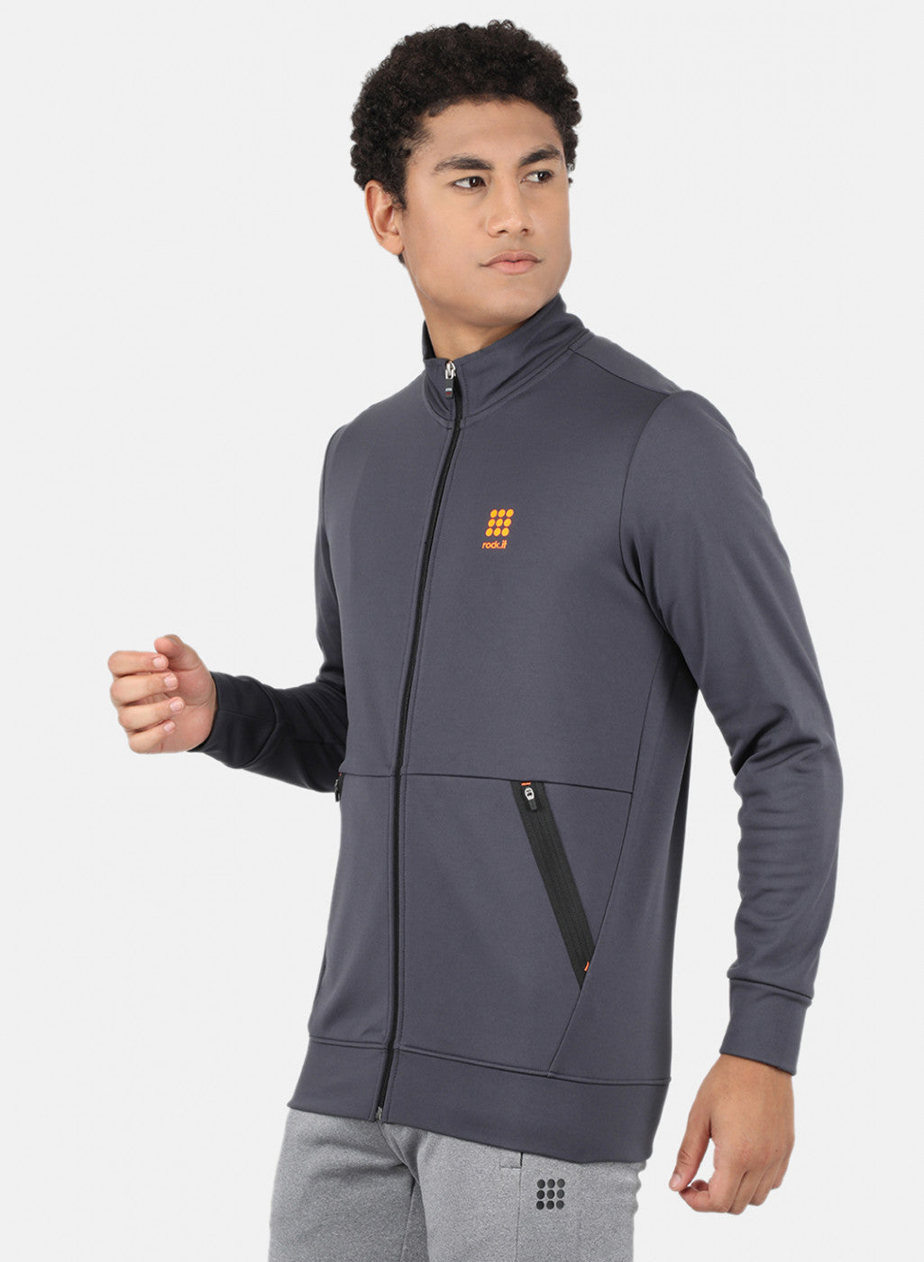 Rock.it Men Grey Solid Sweatshirt