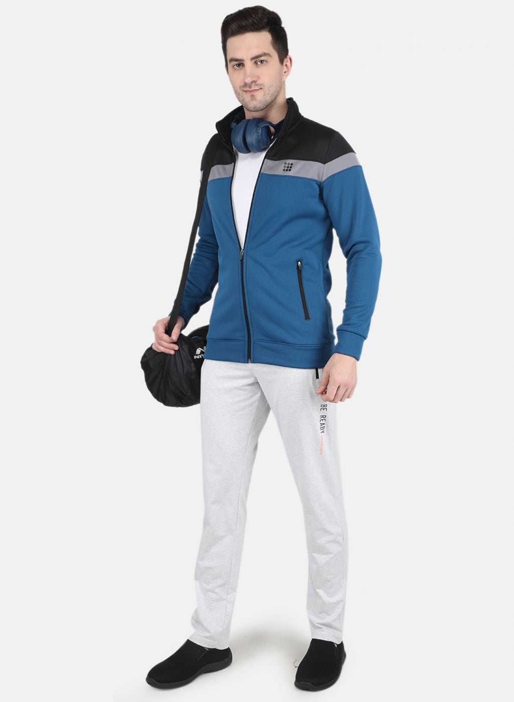 Rock.it Men Teal Blue Solid Sweatshirt