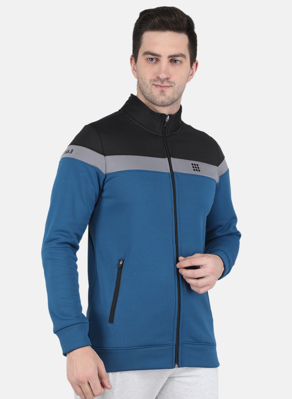 Rock.it Men Teal Blue Solid Sweatshirt